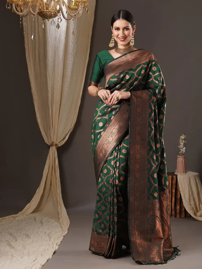 Litchi Silk Designer Saree for Women | Soft Silk Traditional & Party Wear | Unstitched Blouse