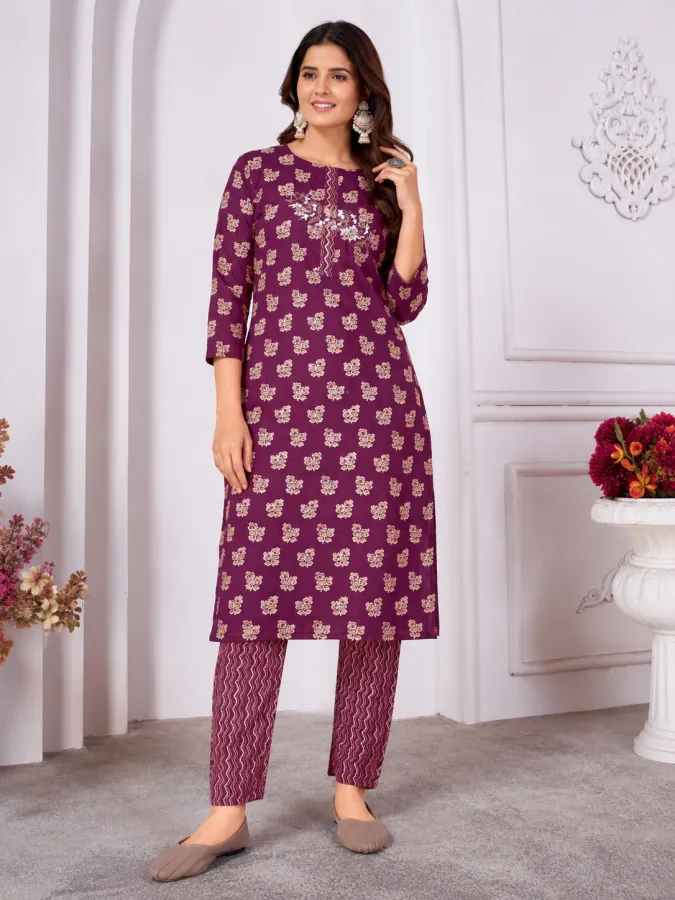 Premium Royal Silk Handwork Kurti Pant Set for Women | Festive Wear Designer Ethnic Suit with Pocket