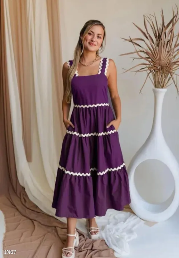 Women Long Midi Crepe Summer Dress | Stylish Casual Dress (M, L, XL, XXL) | Sumitra Handmade