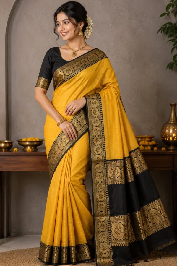 Women’s Soft Lichi Silk Jacquard Work Saree with Rich Pallu & Blouse | Traditional Ethnic Wear Saree