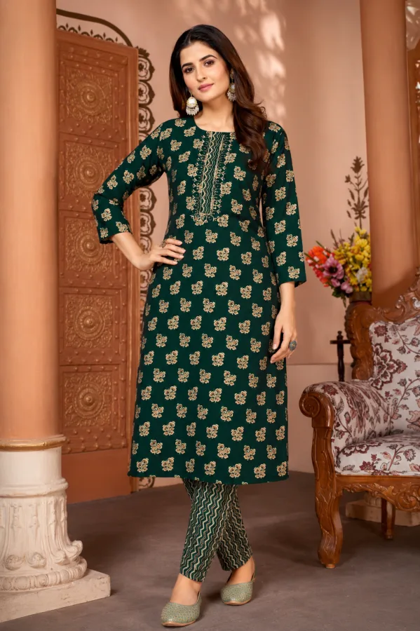 Premium Royal Silk Handwork Kurti Pant Set for Women | Designer Festive & Party Wear Ethnic Suit