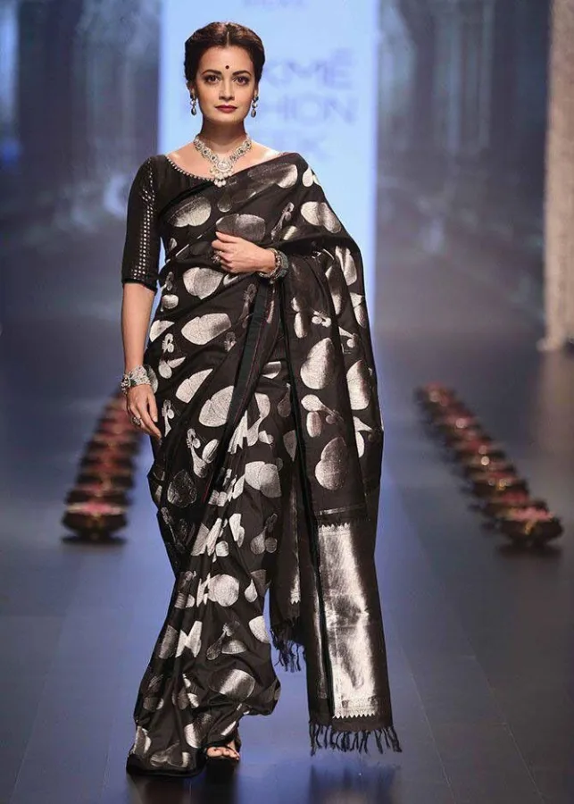 Women’s Black Lichi Silk Saree with Jacquard Work | Soft Silk 2051 Designer Traditional Wear Saree with Rich Pattern