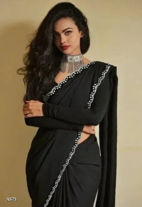 Women's Black Georgette Saree with Sirosky Work Border | Designer Party Wear Saree for Women