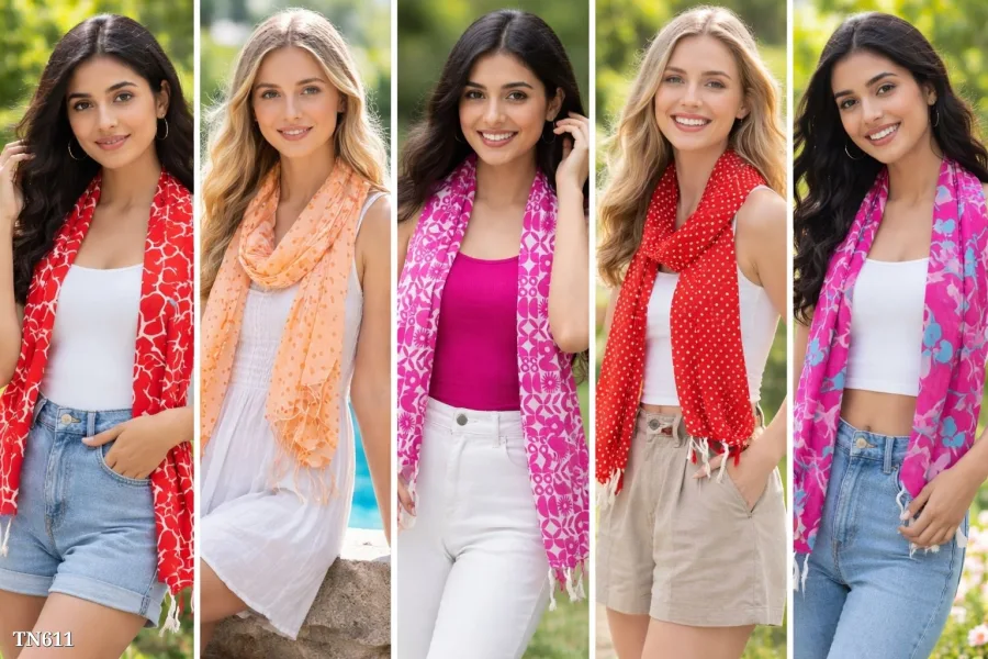 Women's Soft Cotton Blend Daily Wear Short Stole Combo Pack of 5 | Lightweight Casual Fashion