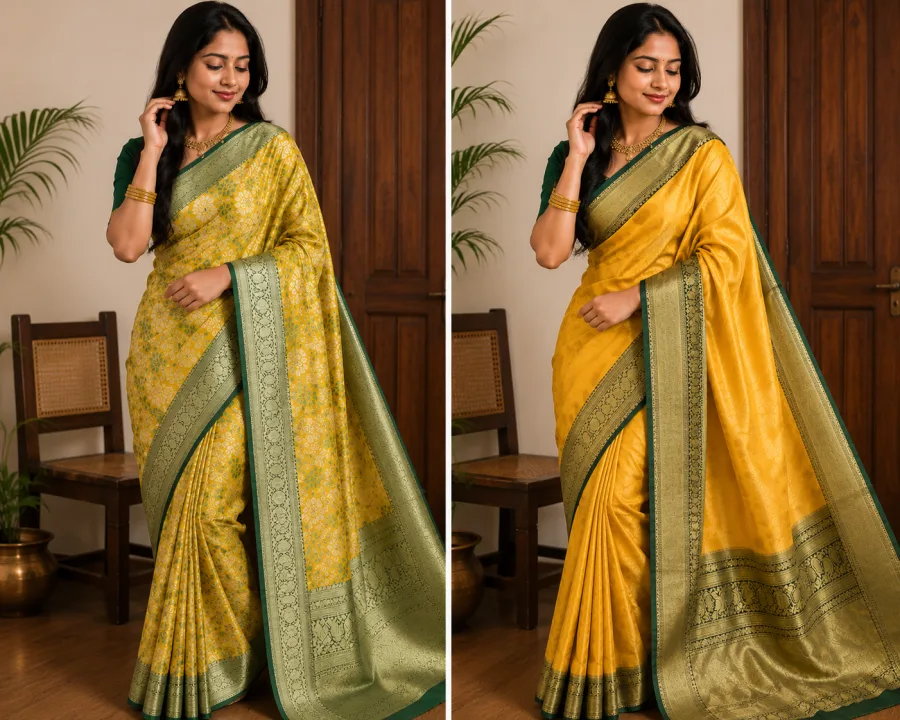Soft Silk Lichi Silk Jacquard Work Saree Collection Pack of 2 | Traditional Silk Sarees for Women | Festive & Wedding Wear