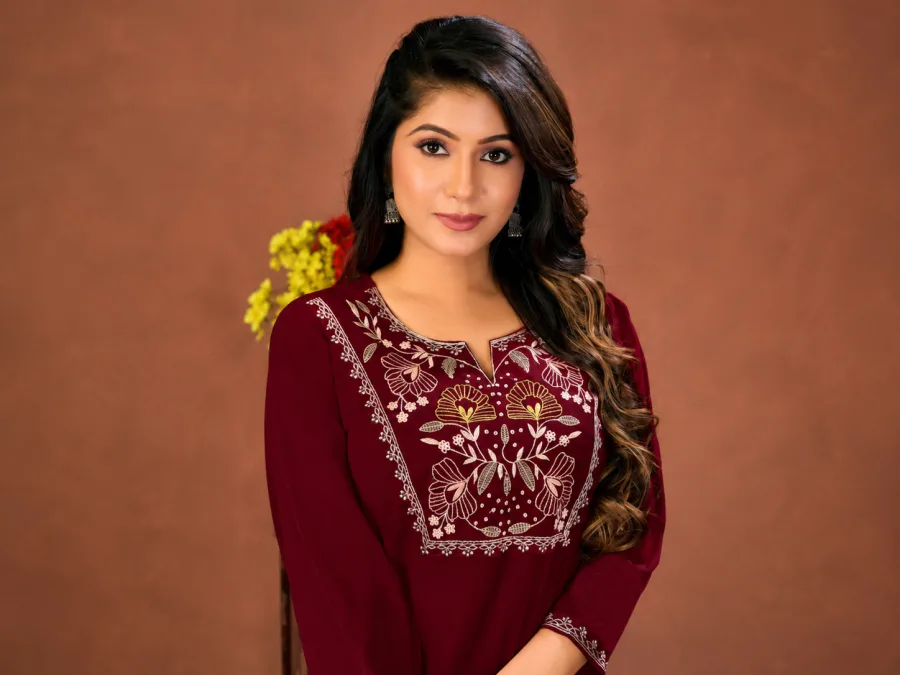 Trendy Embroidered Cotton Short Kurti for Women | Office & Daily Wear