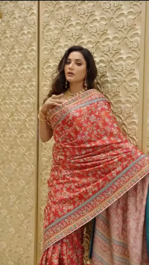 Luxury Chinon Silk Mirror Handwork Saree for Women | Designer Wedding & Party Wear Saree