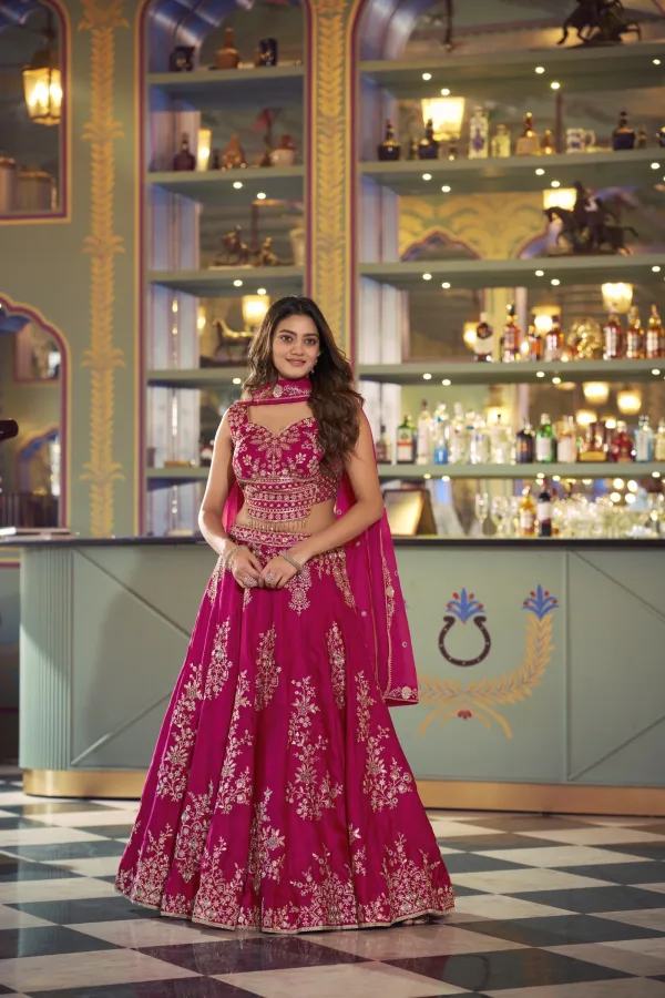 Nysa Fabric Thread Embroidered Lehenga Choli | Designer Wedding & Party Wear Lehenga Set