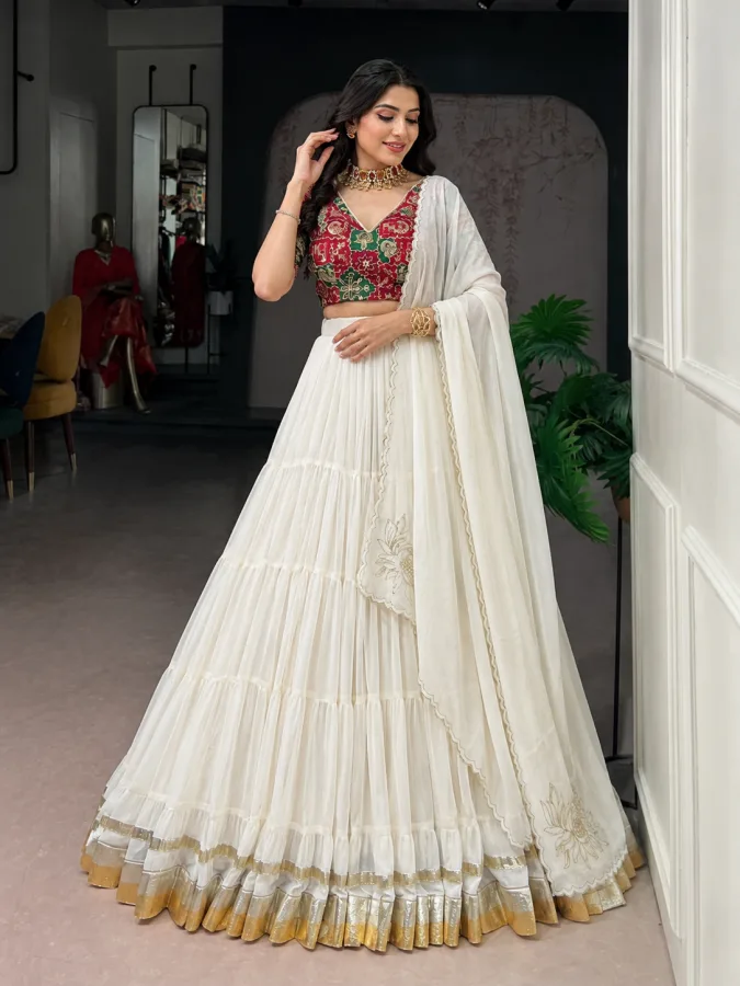 Marble Fabric Designer Lehenga Choli | Gota Patti & Sequins Wedding Wear Lehenga Set