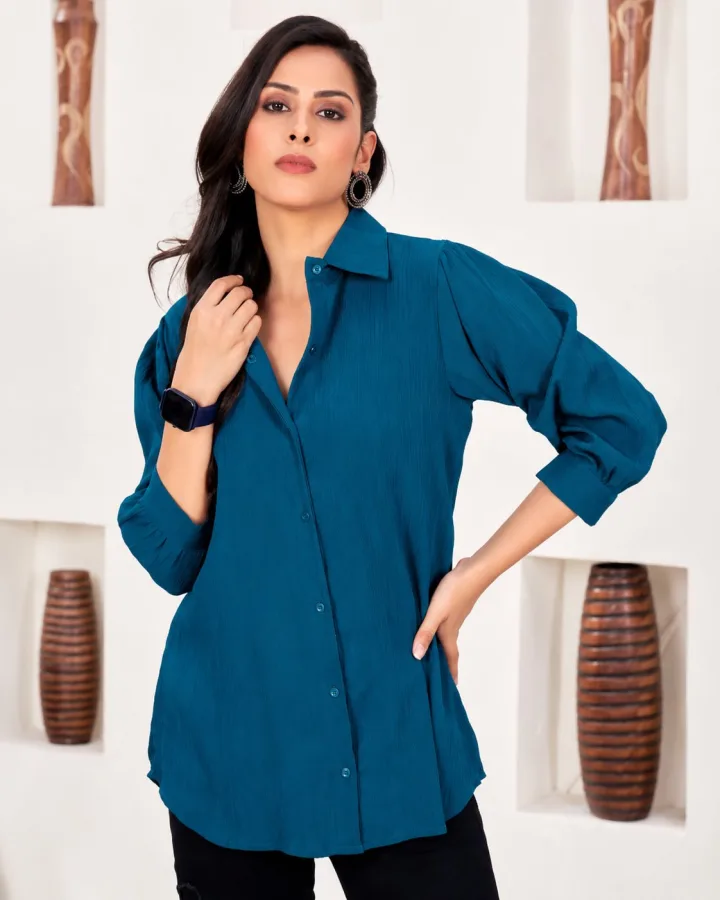 Women's Plain Rinkal Cotton Shirt | Full Sleeve | Regular Fit | Office & Daily Wear
