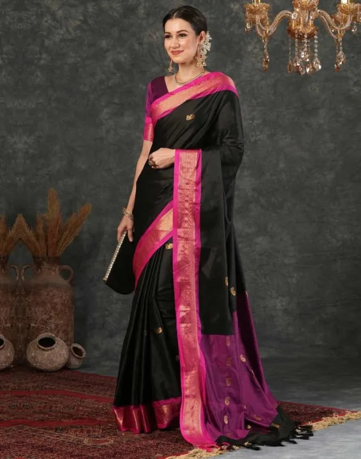 Women's Soft Lichi Silk Jacquard Work Saree with Unstitched Blouse | Traditional Ethnic Wear