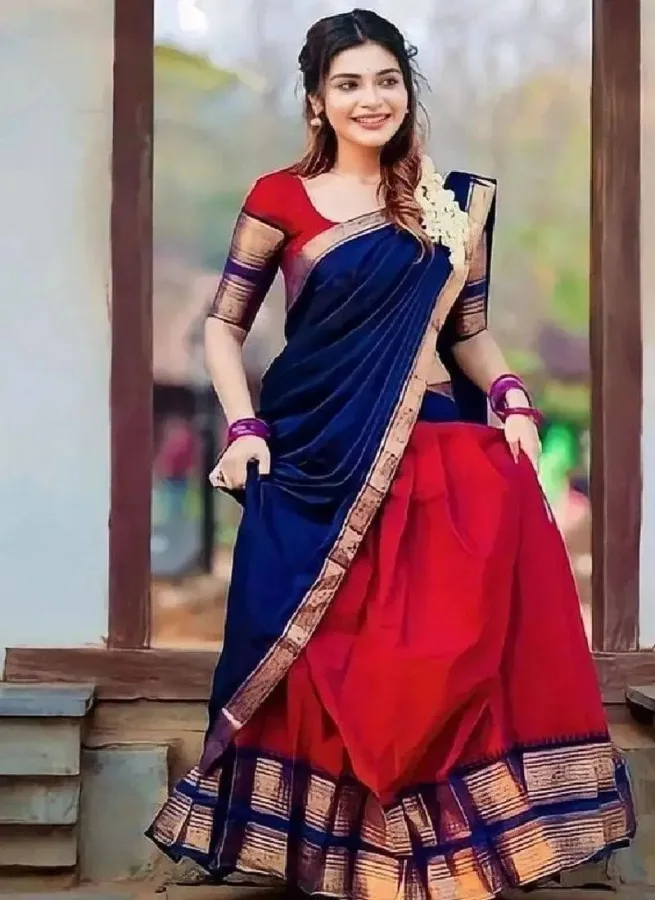 Women's Kanchi Cotton Zari Weaving Lehenga Choli with Blouse & Dupatta | Traditional Ethnic Wear